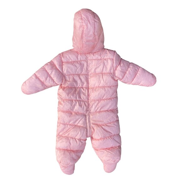 Old Navy Baby Polka Dot Quilted Snowsuit Sz 6-12mos Pink One-Piece Winter Girly - Picture 11 of 13